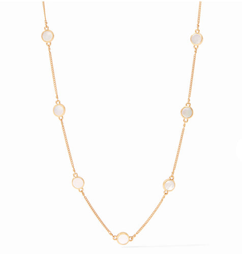 Julie Vous Valencia Delicate Station Necklace Mother of Pearl