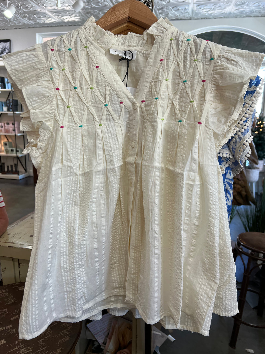 THML Embroidered Button Down Top