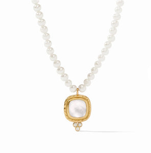 Julie Vous Tudor Delicate Necklace Iridescent Clear Crystal