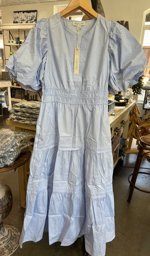 She + Sky Balloon Sleeve Poplin Midi Dress