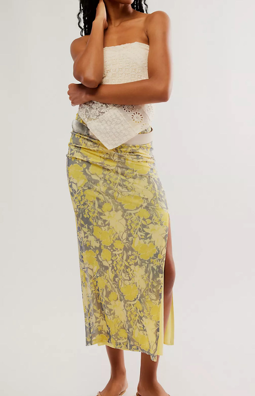 Free People Rosalie Mesh Midi Skirt