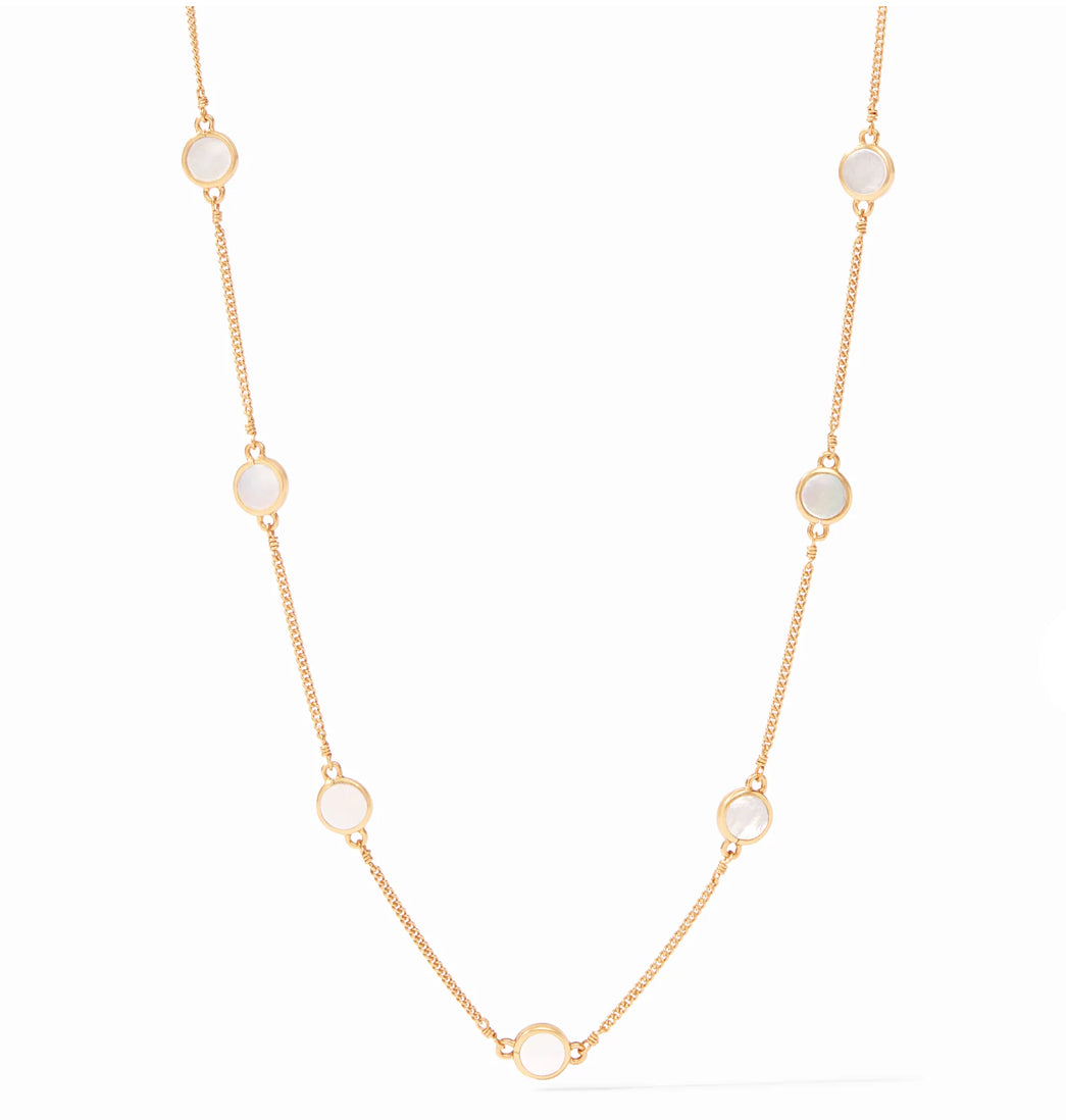 Julie Vos Valencia Delicate Station Necklace Mother of Pearl