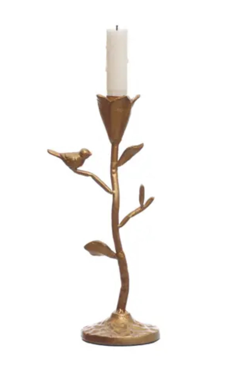 Magnolia Bloom Hand Forged Cast Iron Candleholder (candle not included)