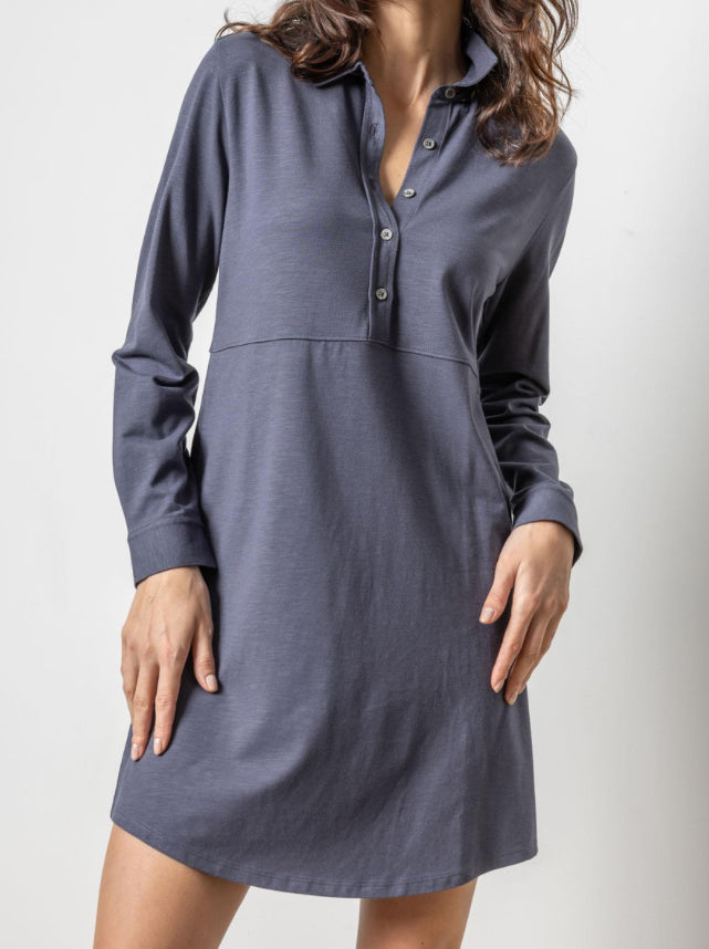 Lilla P Long Sleeve Seamed Shirt Dress