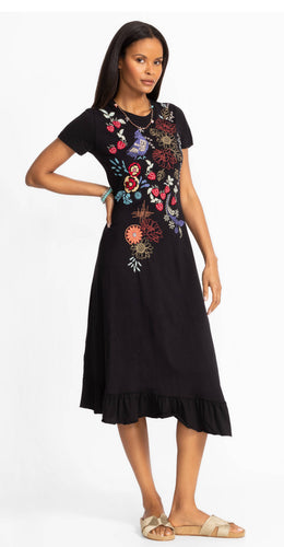 Johnny Was Asymmetric Ruffle Flounce Dress