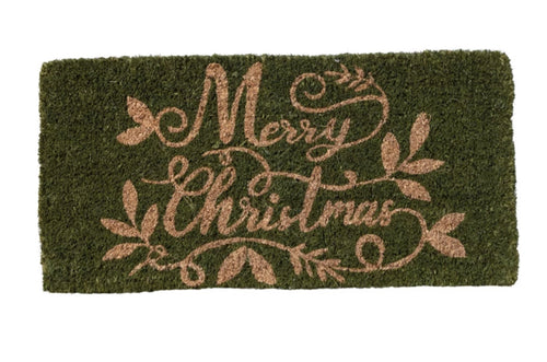 Magnolia Bloom Merry Christmas Natural Coir Doormat