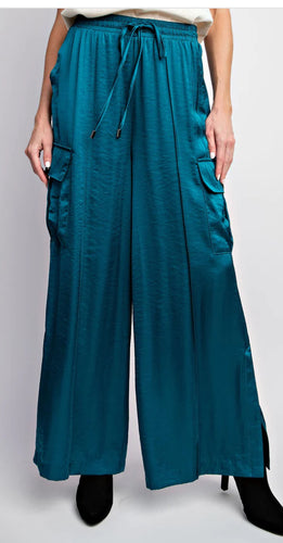 Easel Washed Satin Cargo Pants