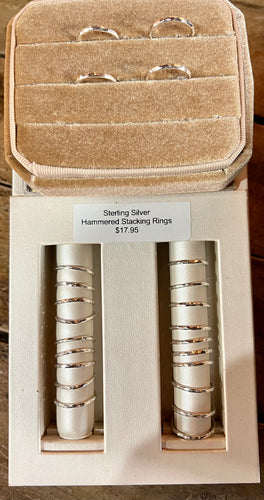 Moxie Maine Sterling Silver Hammered Stacking Rings