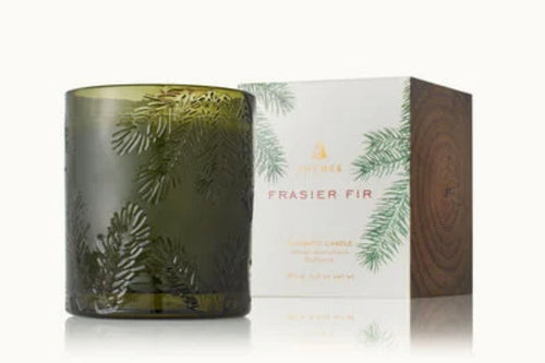 Thymes Frasier Fir Molded Green Glass Candle